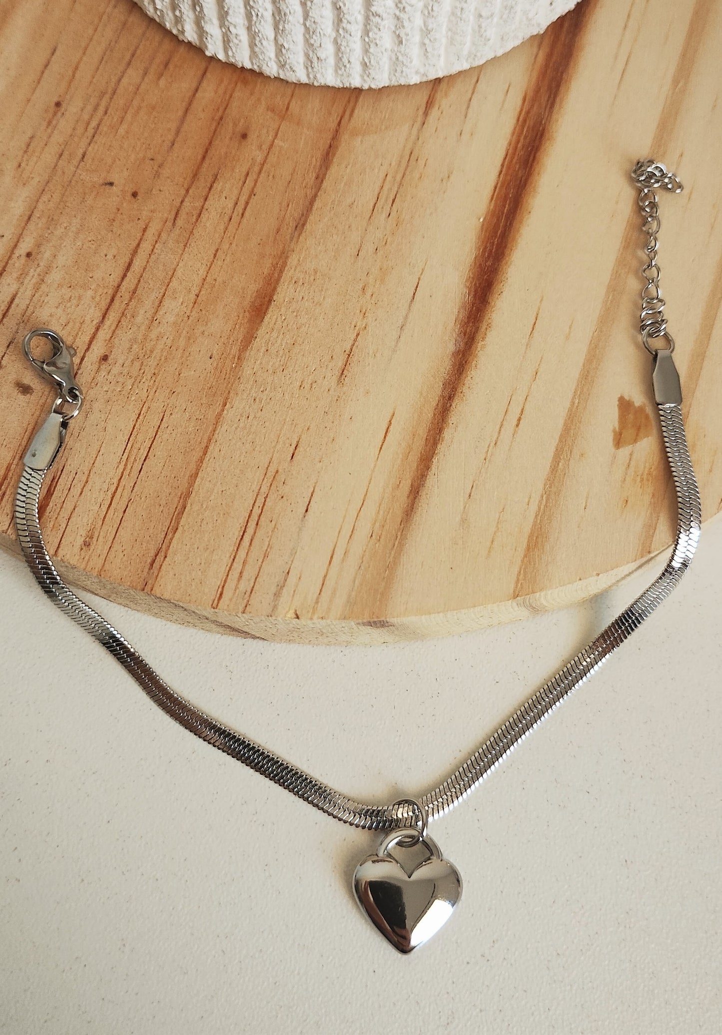 Pulseira coração em aço inoxidável