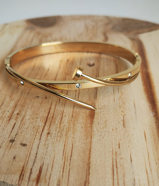 Bracelete Prego com Zircônias, linha Gold.